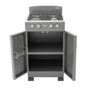Estufa de Piso HACEB 52cm 4 Puestos Gas Propano Gabinete Gris - Image 4