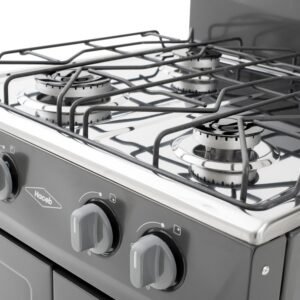 Estufa de Piso HACEB 52cm 4 Puestos Gas Propano Gabinete Gris - Image 5