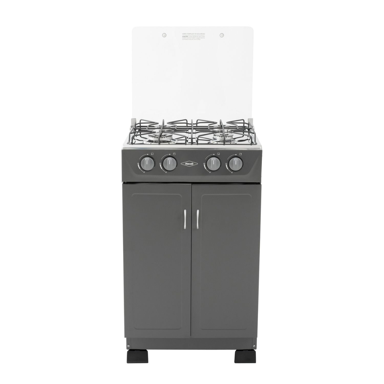 Estufa de Piso HACEB 53cm 4 Puestos Gas Natural Gabinete Gris