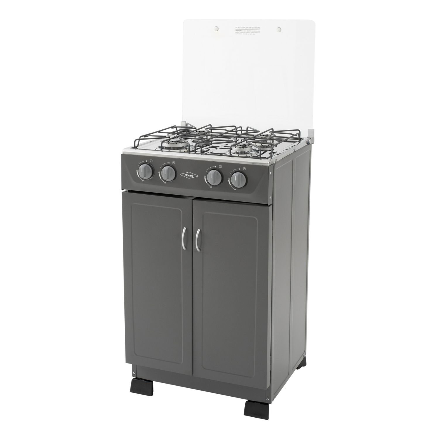 Estufa de Piso HACEB 53cm 4 Puestos Gas Natural Gabinete Gris - Image 2