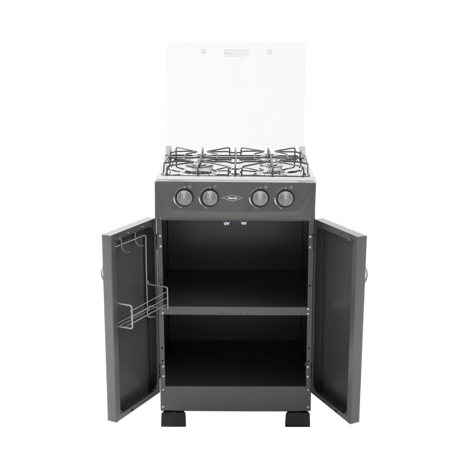 Estufa de Piso HACEB 53cm 4 Puestos Gas Natural Gabinete Gris - Image 3