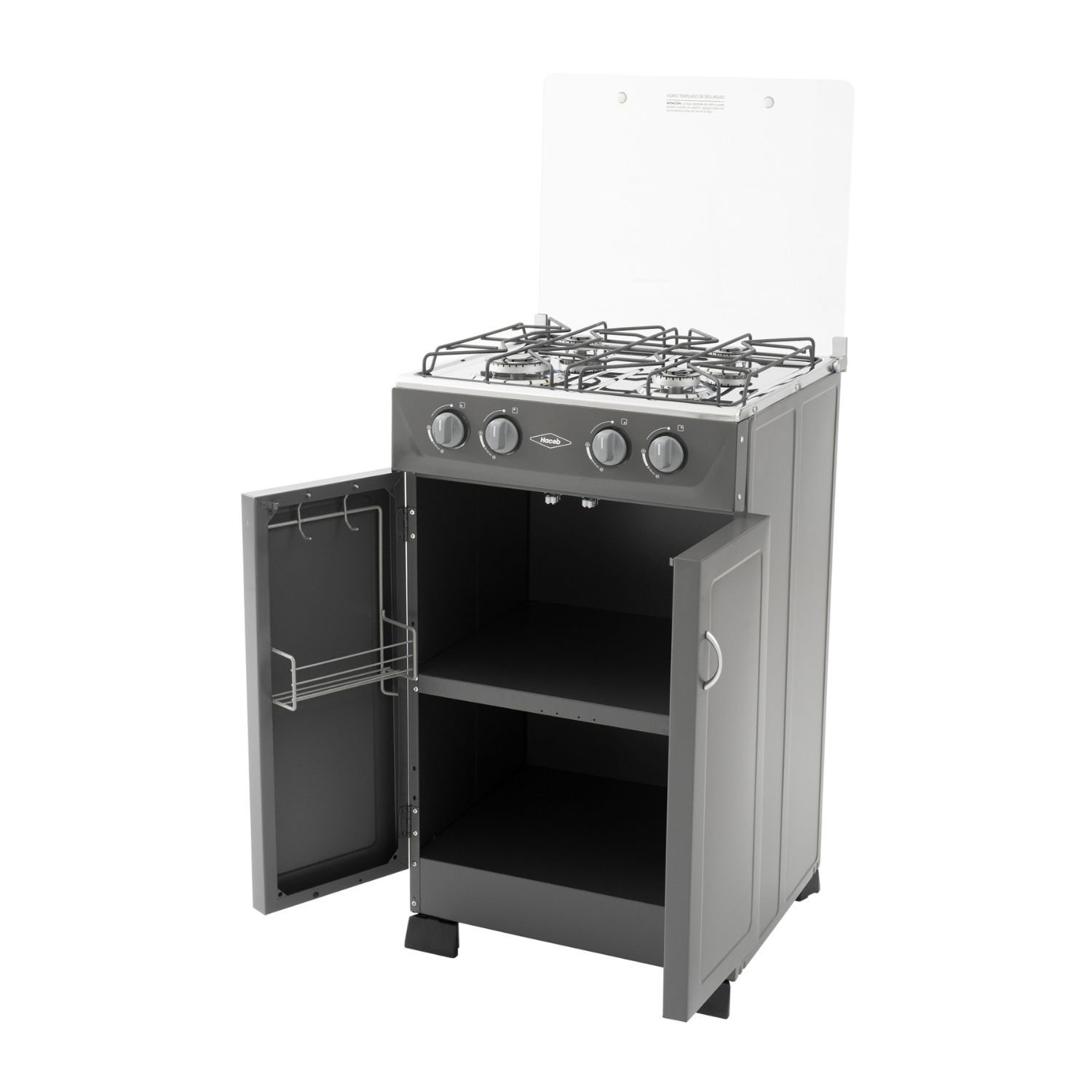 Estufa de Piso HACEB 53cm 4 Puestos Gas Natural Gabinete Gris - Image 4