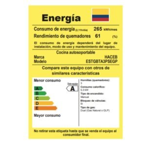 Estufa de Piso HACEB 52 cm 4 Puestos Gas Propano Gris - Image 6