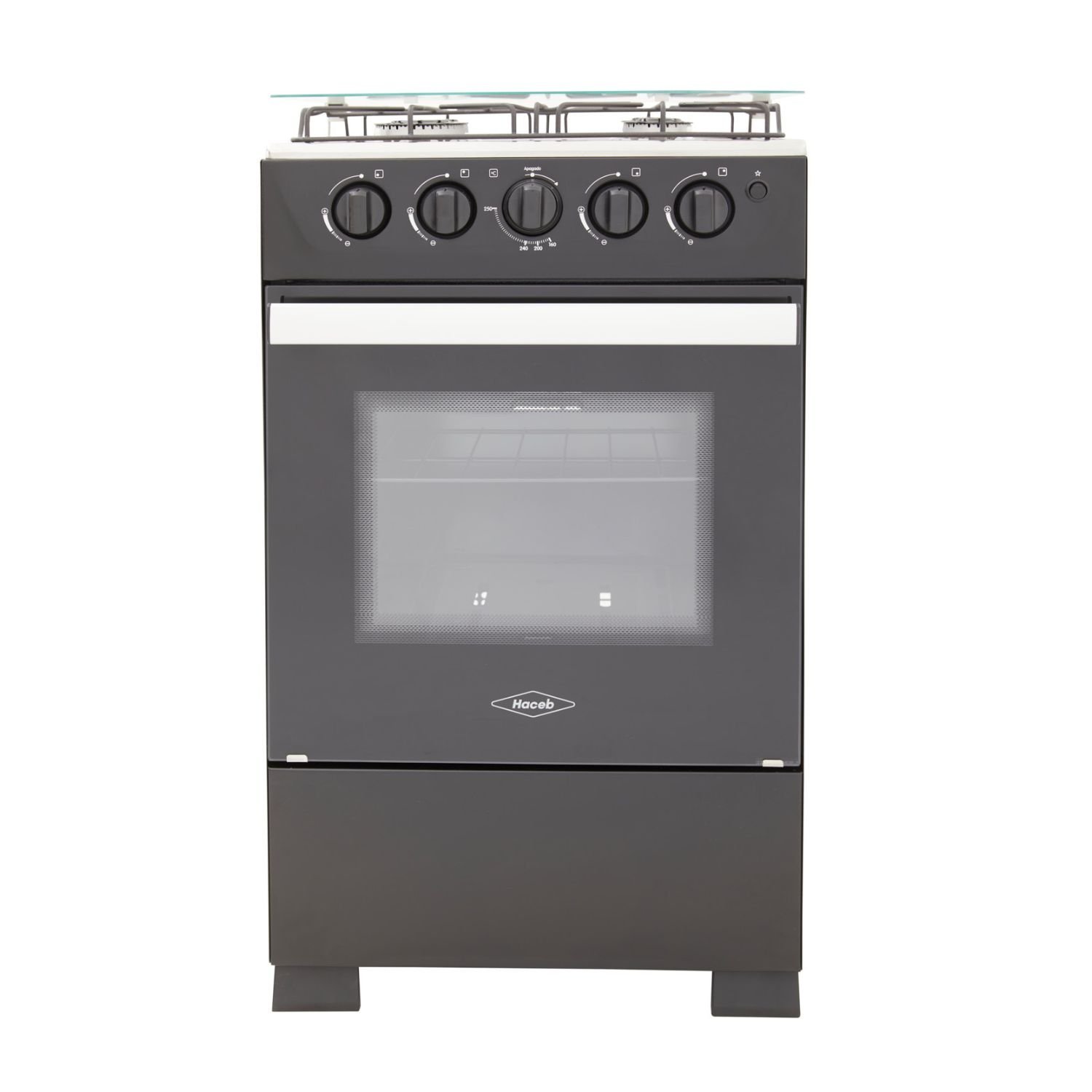 Estufa de Piso HACEB 50cm 4 Puestos Gas Propano Horno Negro
