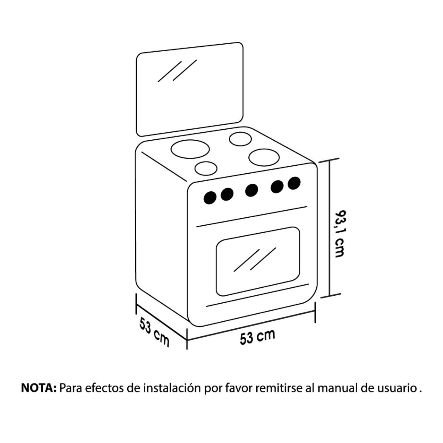 Estufa de Piso HACEB 50cm 4 Puestos Gas Propano Horno Negro - Image 7