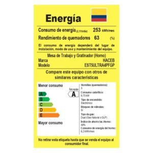 Estufa de Piso HACEB 50cm 4 Puestos Gas Propano Horno Inox - Image 8