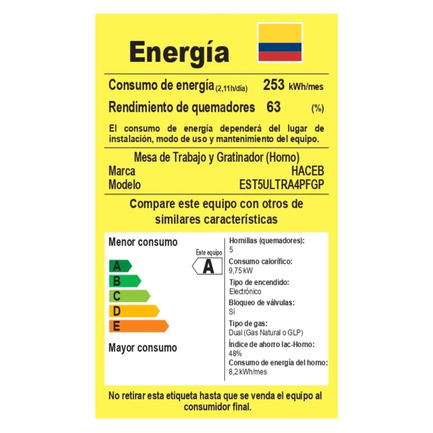 Estufa de Piso HACEB 50cm 4 Puestos Gas Propano Horno Inox - Image 8