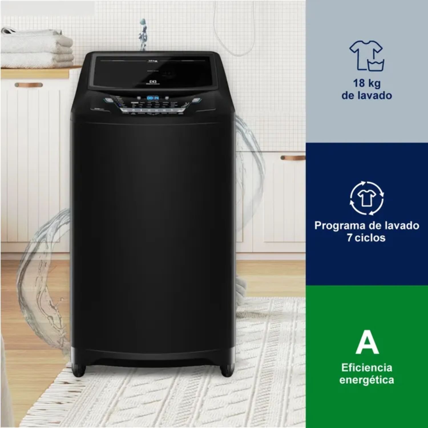 Lavadora ELECTROLUX 18 Kg Carga Superior EWIX18F3ESB Negro - Image 2