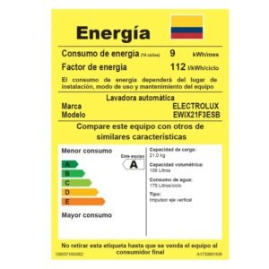 Lavadora ELECTROLUX 21 Kg Carga Superior EWIX21F3ESB Negro - Image 8