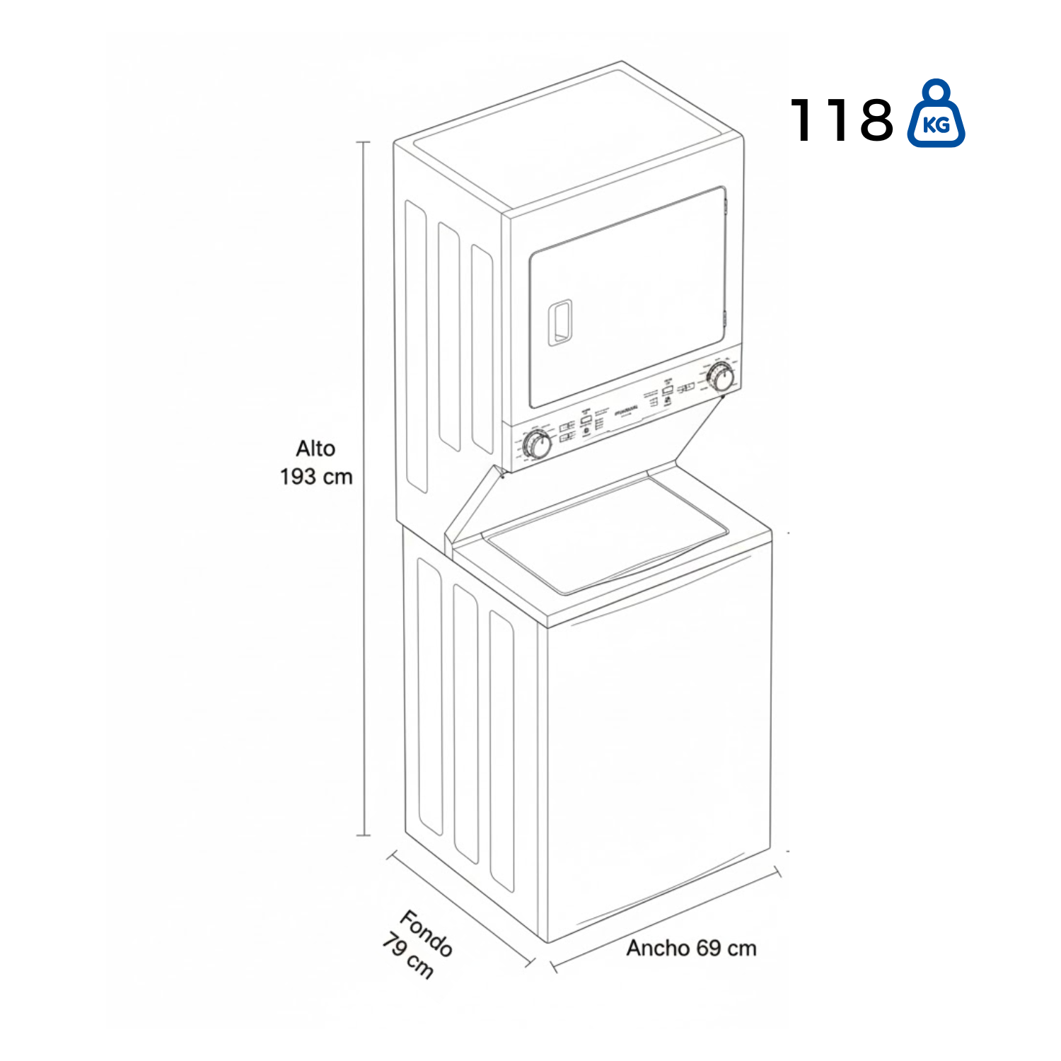 Torre De Lavado FRIGIDAIRE 18 Kilos A Gas FLCG7522AW Blanco - Image 8