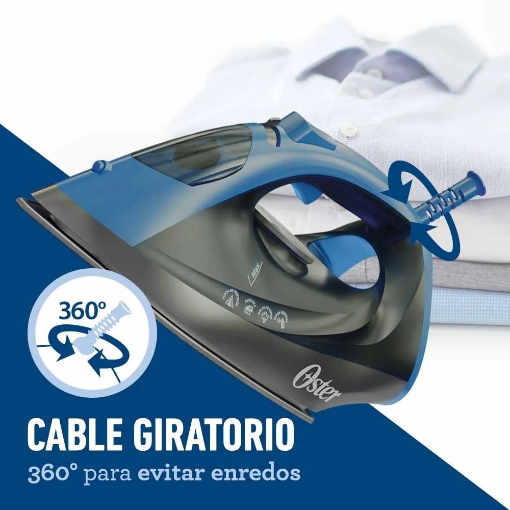 Plancha de Ropa OSTER 250ml Vapor Aeroceramic GCSTBS6052 Azul - Image 4