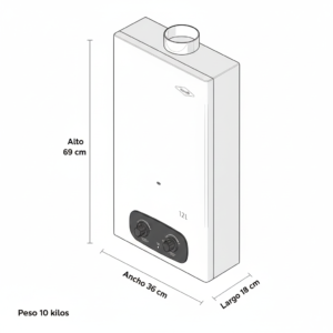Calentador de Agua Gas Natural 12Lt Tiro Natural HACEB Blanco - Image 6