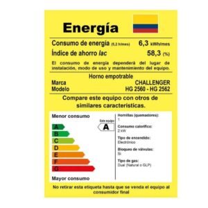 Horno de Empotrar CHALLENGER Mixto 60cm 220V HG-2562 Negro - Image 6