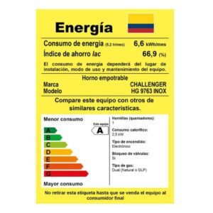 Horno de Empotrar CHALLENGER 76 cm Mixto HG 9763 Gris - Image 8