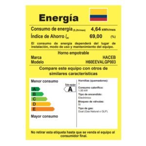 Horno de Empotrar HACEB Gas Propano 60cm 120V TANDOORI Negro - Image 6