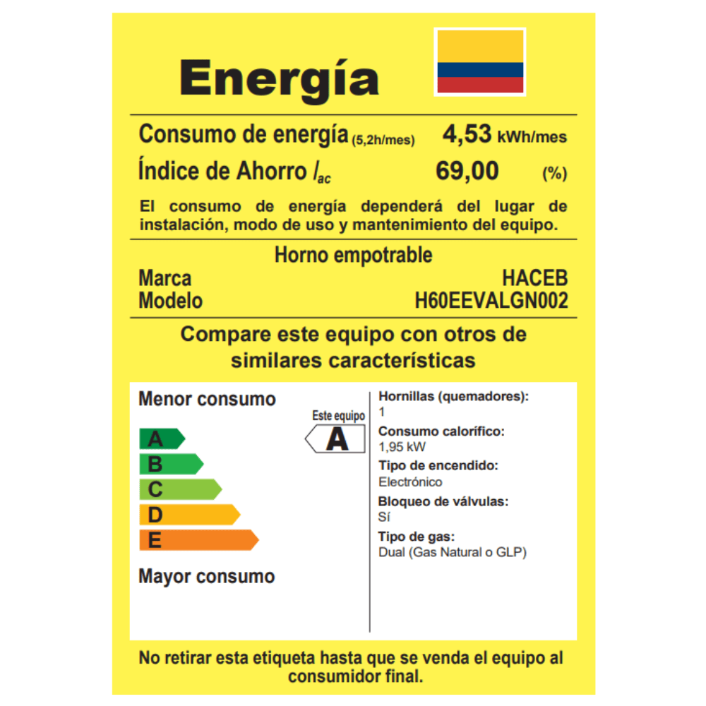 Horno de Empotrar HACEB Gas Natural 60cm TANDOORI Negro - Image 6