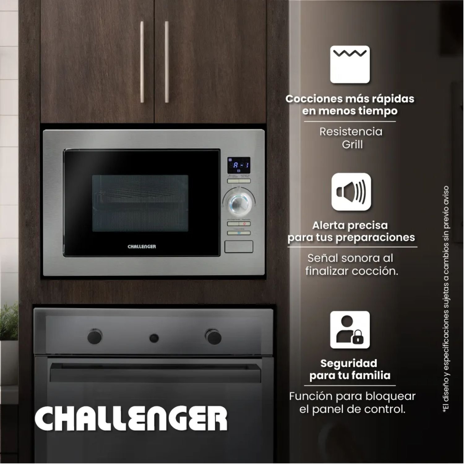Horno Microondas Empotrable CHALLENGER 25Lt HM-8023 Gris - Image 2
