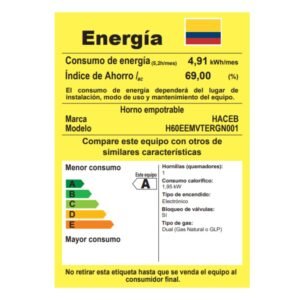 Horno de Empotrar HACEB Mixto Gas Natural 60cm 120V Inox - Image 6