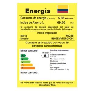 Horno de Empotrar HACEB Mixto Gas Propano 60cm Negro - Image 6