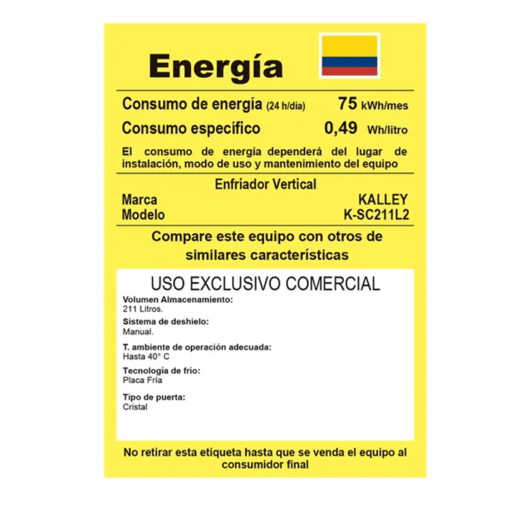 Vitrina KALLEY Frost 211 Litros K-SC211L2 Blanco - Image 6