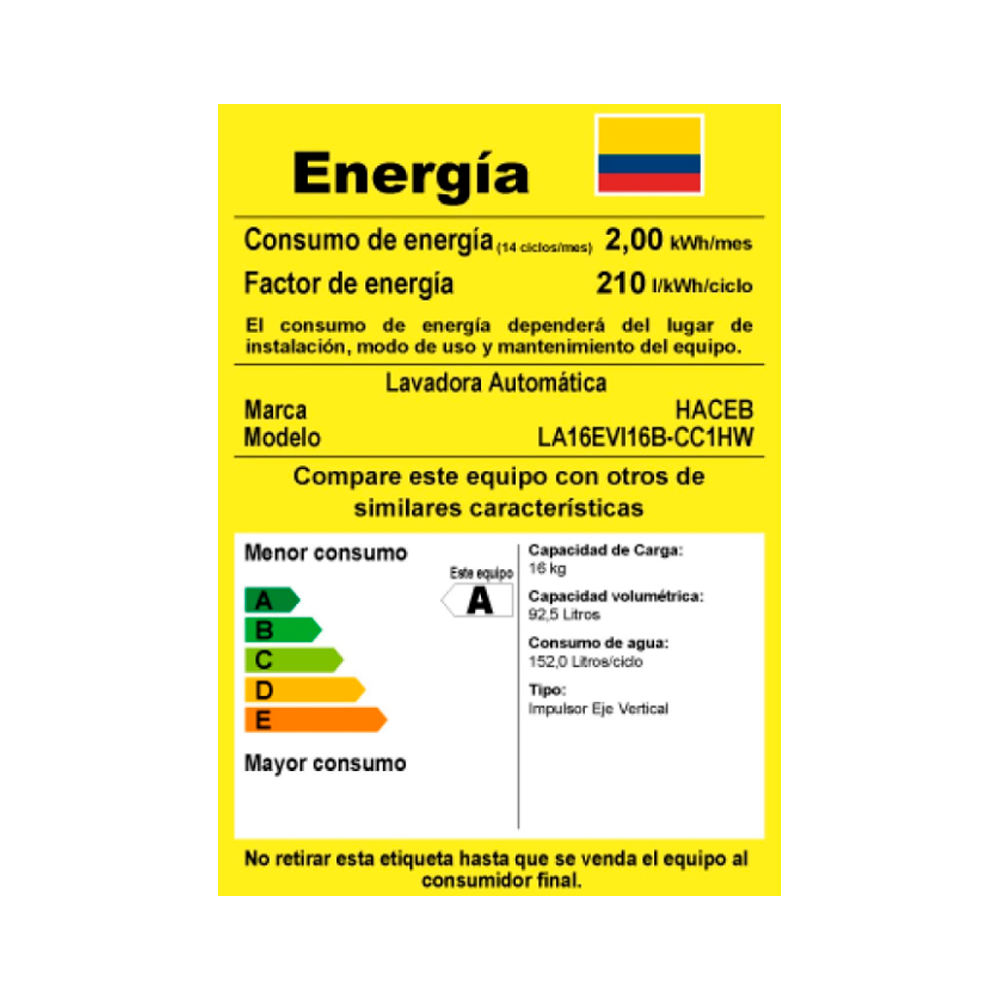 Lavadora HACEB 16 Kg Carga Superior LAV ZOU 16 KG D NE Gris - Image 7