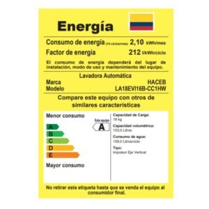 Lavadora HACEB 18 Kilos Carga Superior LAV CS 18 KG Negro - Image 8