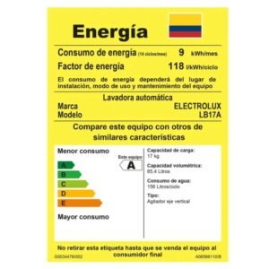 Lavadora ELECTROLUX 17kg/37Lb Carga Superior LB17A Blanca - Image 8