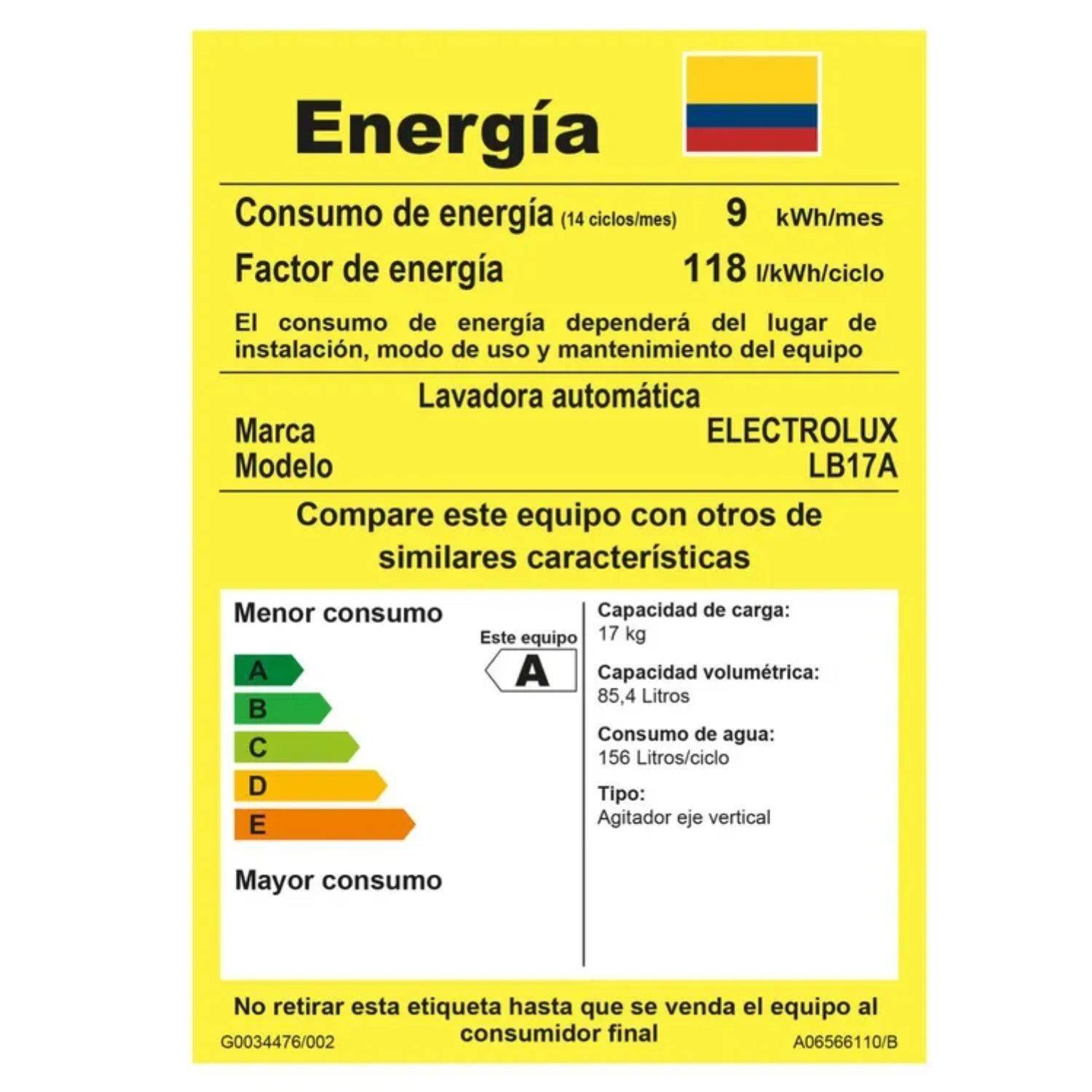 Lavadora ELECTROLUX 17kg/37Lb Carga Superior LB17A Blanca - Image 8
