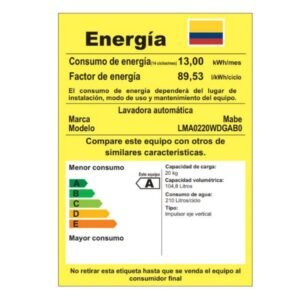 Lavadora MABE 20 kilos Carga Superior LMA0220WDGAB0 Gris - Image 8