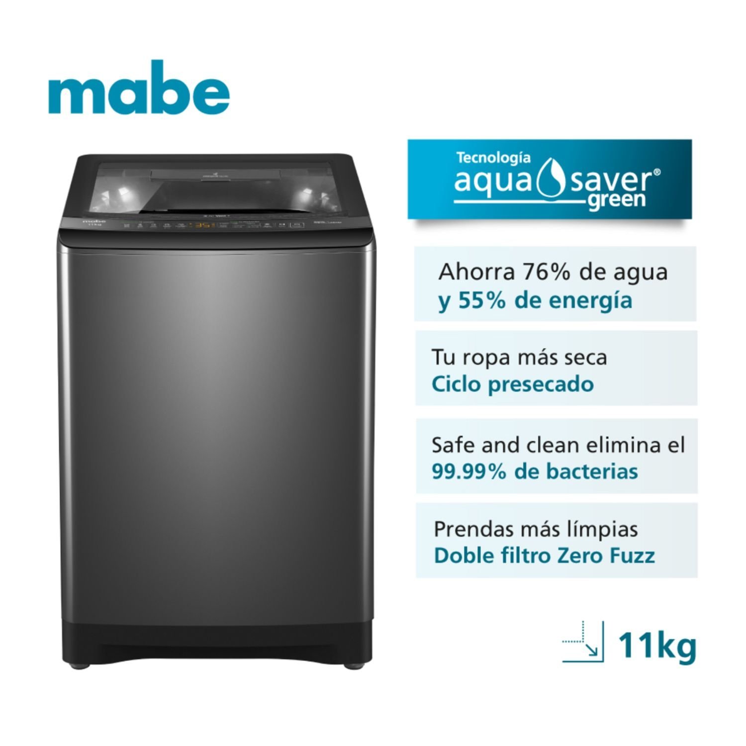 Lavadora MABE 11 Kilos Carga Superior LMA1120WDGAB0 Gris - Image 2