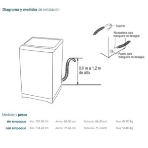 Lavadora MABE 18 Kilos Carga Superior LMA8120WDGAB0 Gris - Image 7