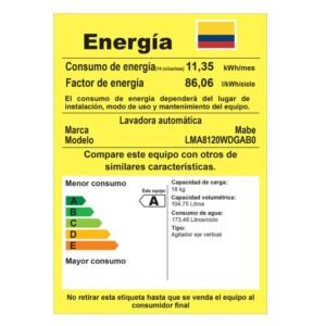 Lavadora MABE 18 Kilos Carga Superior LMA8120WDGAB0 Gris - Image 8