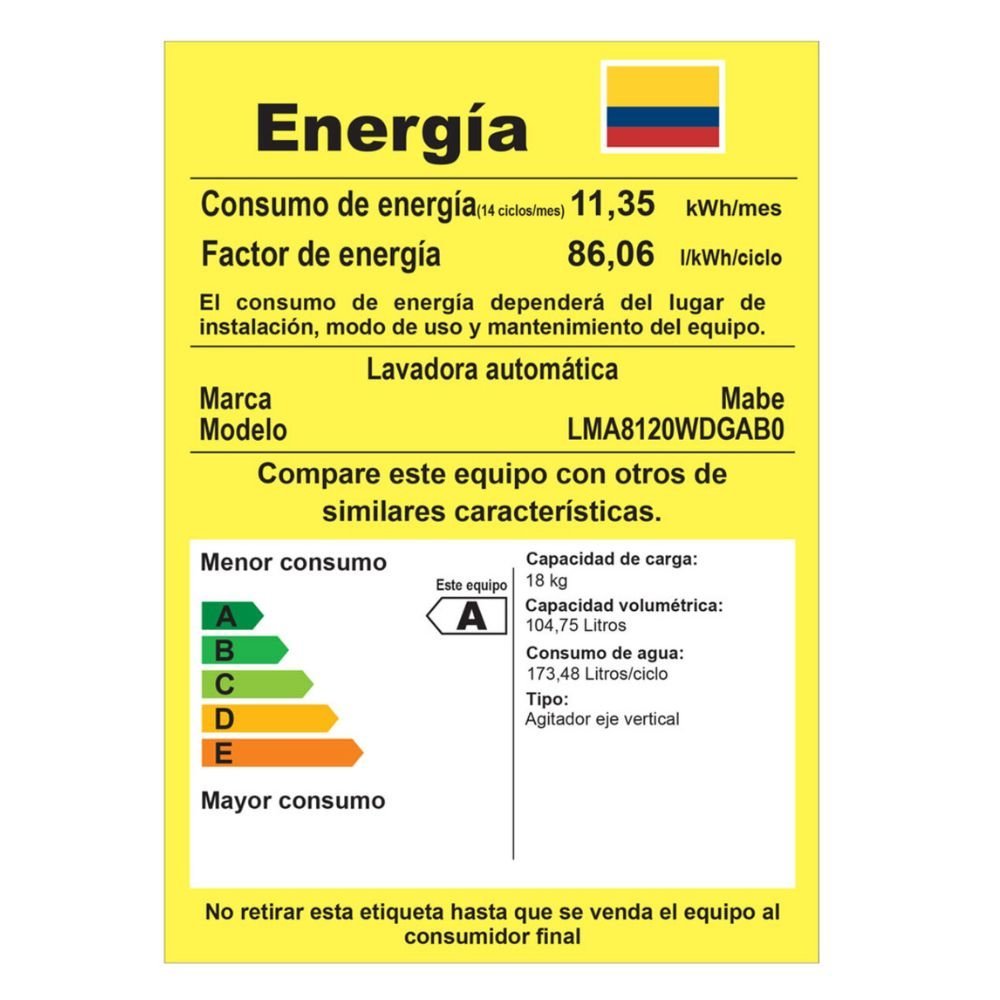 Lavadora MABE 18 Kilos Carga Superior LMA8120WDGAB0 Gris - Image 8