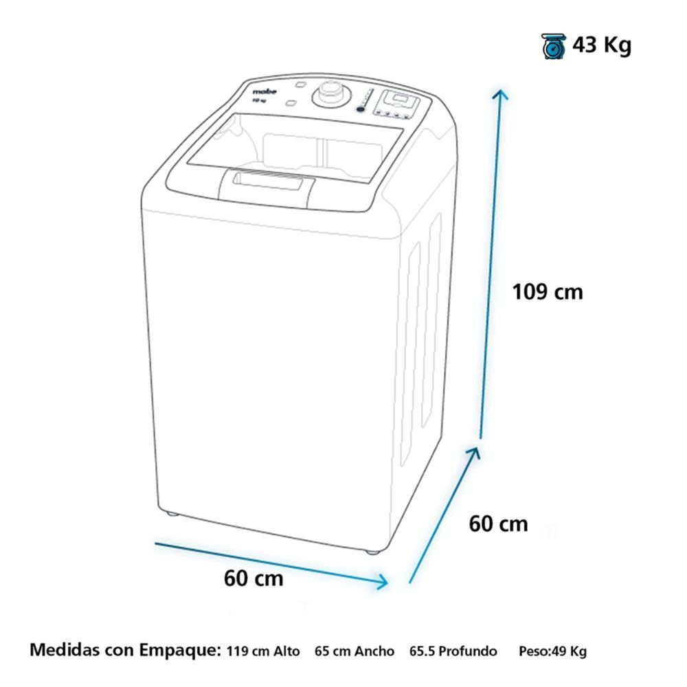 Lavadora MABE 16 Kilos Carga Superior LMC46100WDAB0 Gris - Image 7