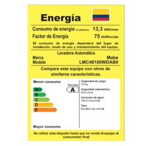 Lavadora MABE 18 Kilos Carga Superior LMC48100WDAB0 Gris - Image 8
