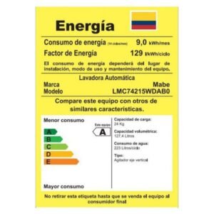 Lavadora MABE 24Kg / 52Lb Carga Superior LMC74215WDAB0 Gris - Image 6