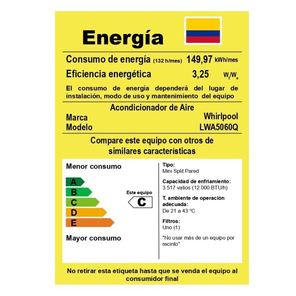 Aire Acondicionado 12000 BTU Inverter 220V WHIRLPOOL LWA5060Q - Image 8