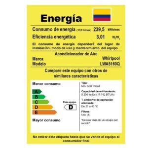 Aire Acondicionado 18000 BTU Inverter 220V WHIRLPOOL LWA5160Q - Image 6