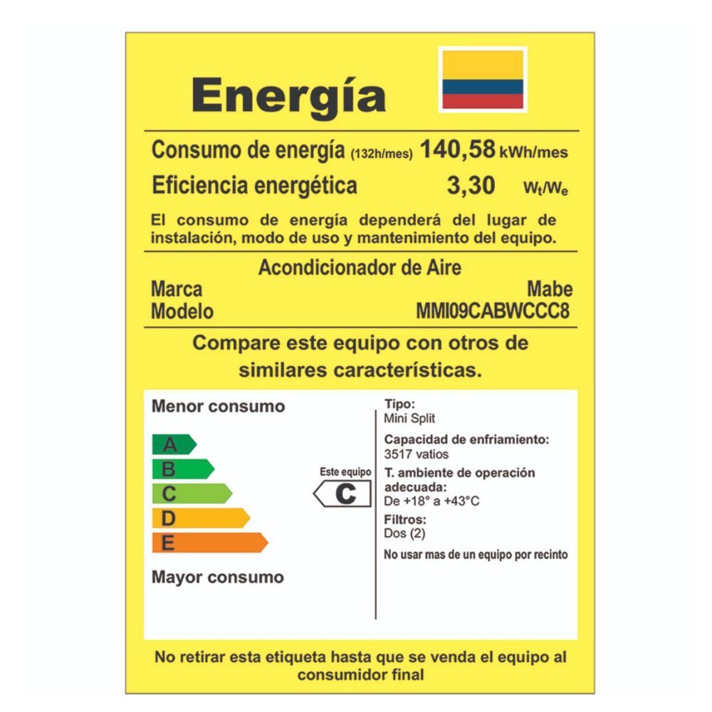 Aire Acondicionado 9000 BTU Inverter 110V MABE MMI09CABWCCC8 - Image 5