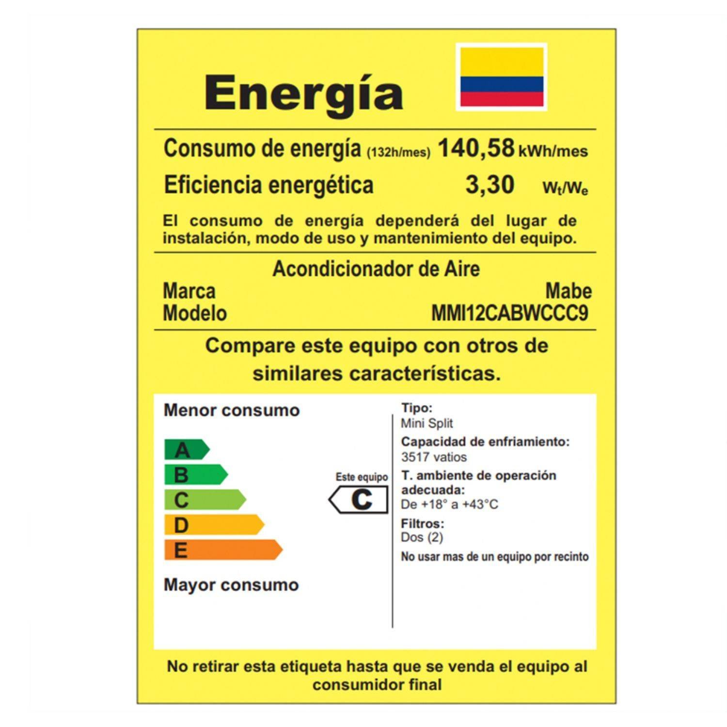Aire Acondicionado 12000BTU Inverter 110V MABE MMI12CABWCCC9 - Image 8