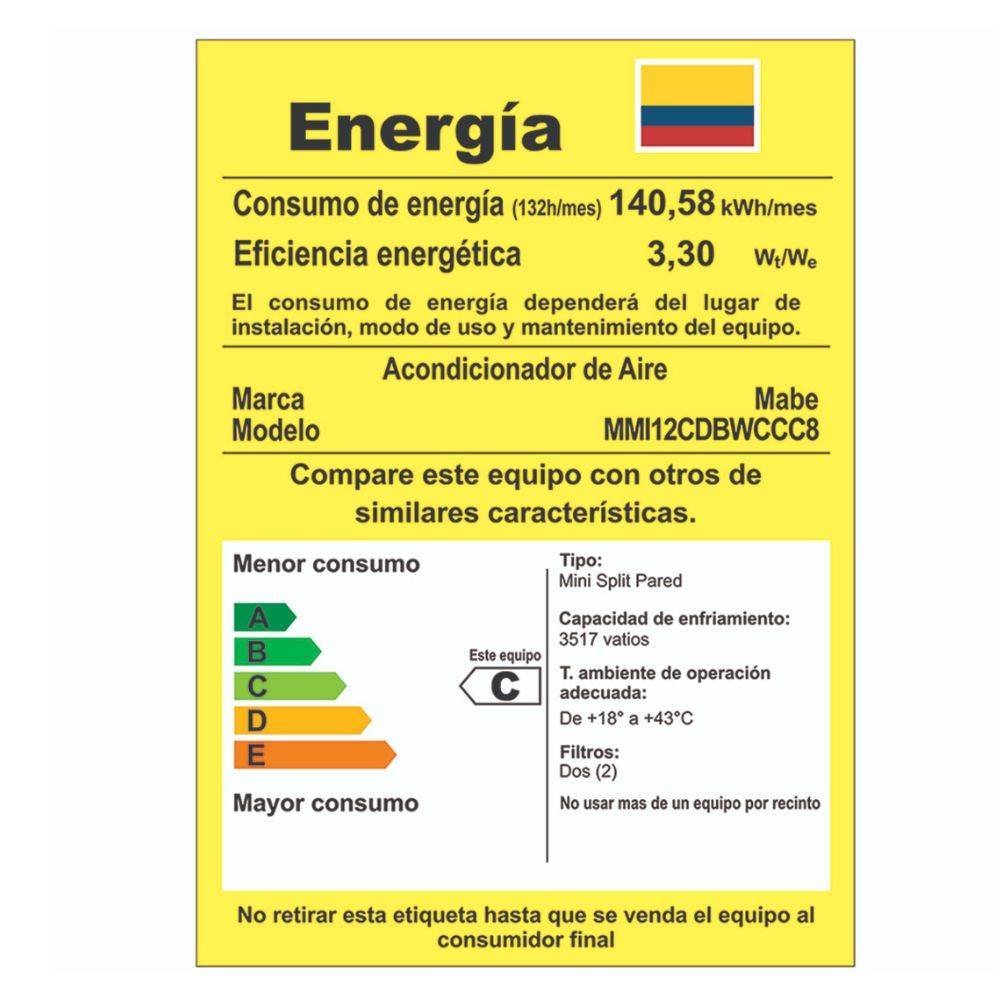 Aire Acondicionado 12000 BTU Inverter 220V MABE MMI12CDBWCCC8 - Image 6