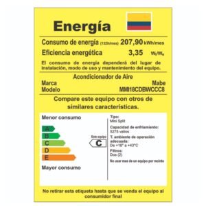 Aire Acondicionado 18000 BTU Inverter 220V MABE MMI18CDBWCCC8 - Image 6