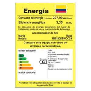 Aire Acondicionado 18000 BTU Inverter 220V MABE MMI18CDBWCCC9 - Image 8
