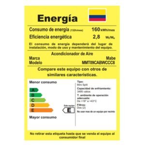 Aire Acondicionado 9000 BTU On/Off 110V MABE MMT09CABWCCC1 - Image 8
