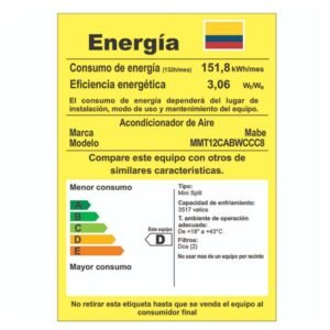 Aire Acondicionado 12000 BTU On/Off 110V MABE MMT12CABWCCC8 - Image 6