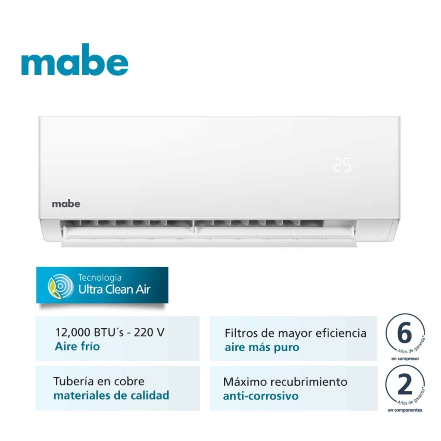 Aire Acondicionado 12000 BTU On/Off 220V MABE MMT12CDBWCCBC1 - Image 2