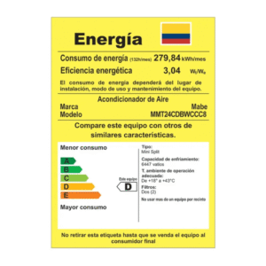 Aire Acondicionado 24000 BTU ON/OFF 220V MABE MMT24CDBWCCC8 - Image 5