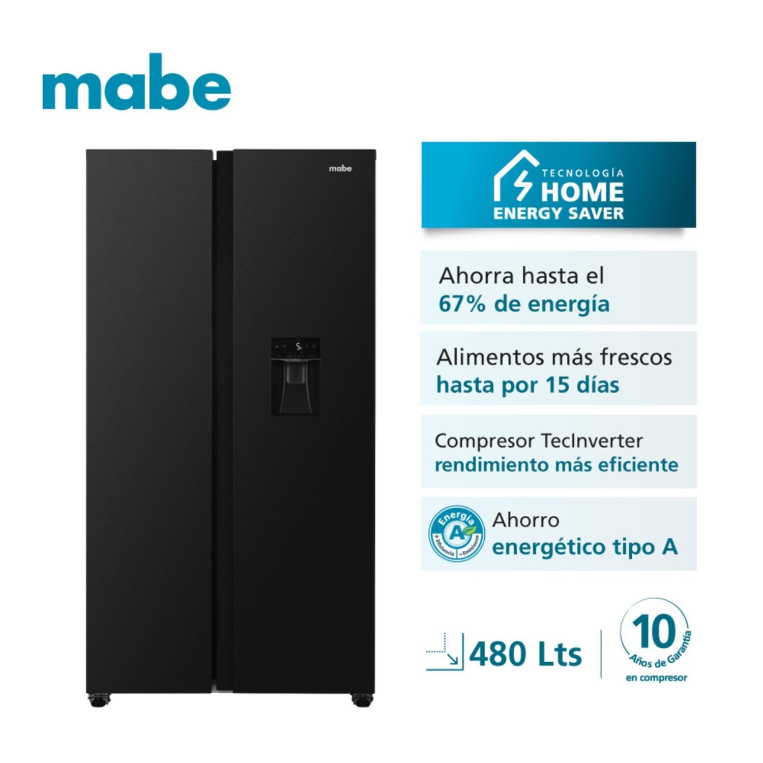 Nevecon MABE No Frost 480 Litros Inverter MSL480LMLPS0 Negro - Image 2