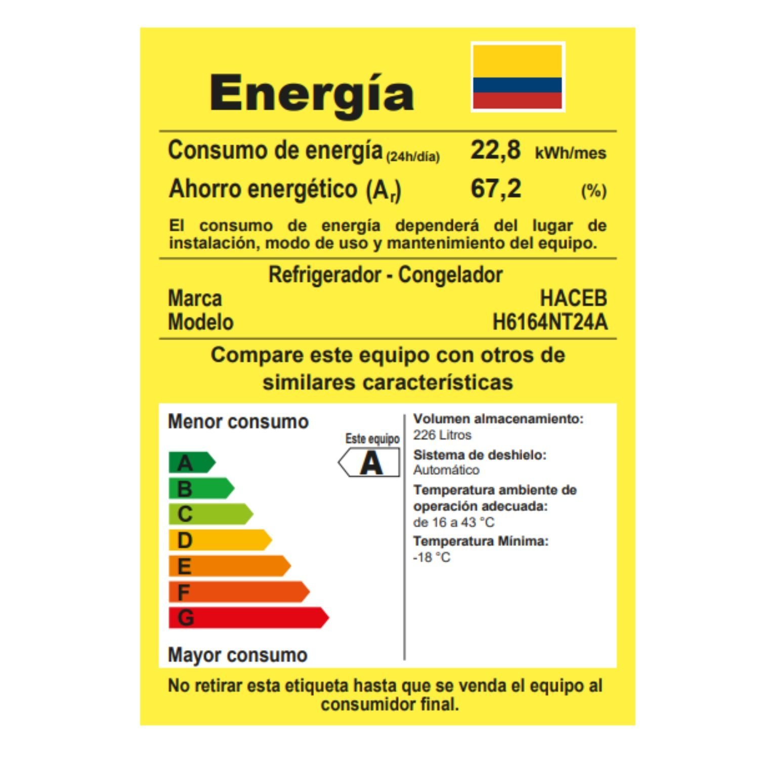 Nevera HACEB No Frost 243 Litros Inverter Gris - Image 8