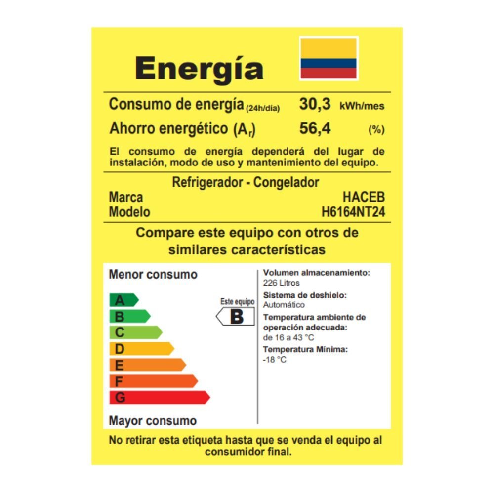 Nevera HACEB No Frost 243 Litros NEV 243 SE ME NE R2 Negro - Image 6